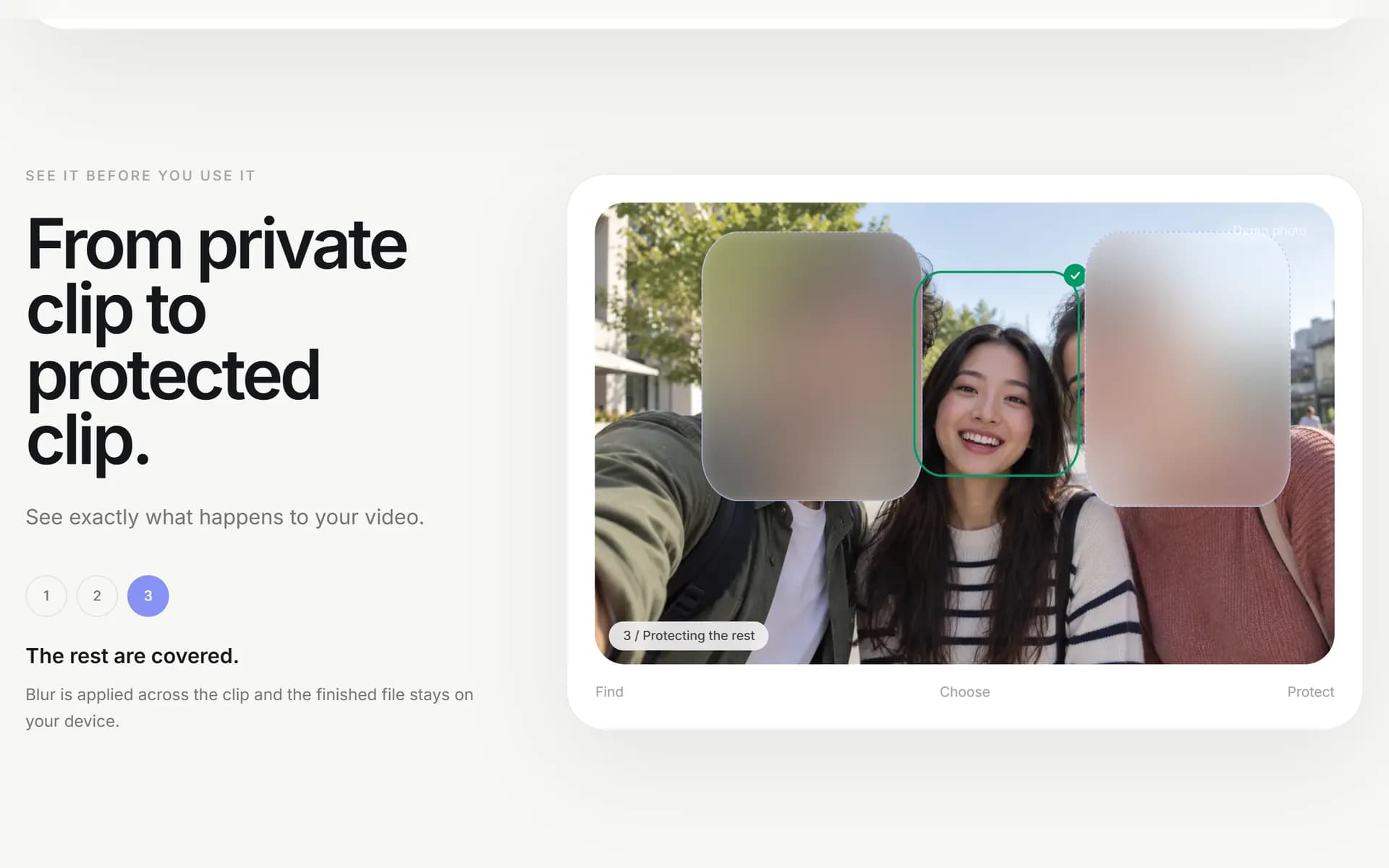 BlurVideo keeping one face visible and blurring the others in a group selfie
